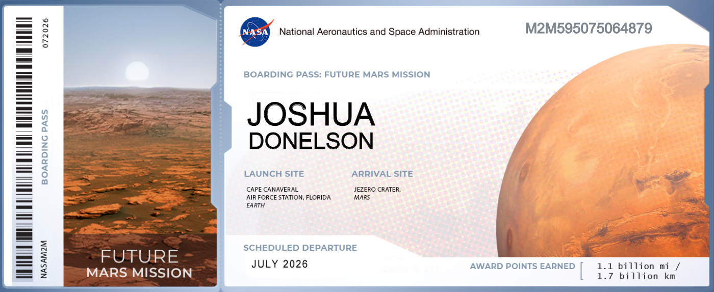 Future Mission to Mars Boarding Pass